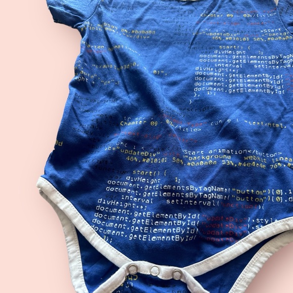 Baby Svaha Computer Programming Coding Blue With White Trim Bodysuit Sz 12 Mon - Picture 4 of 11